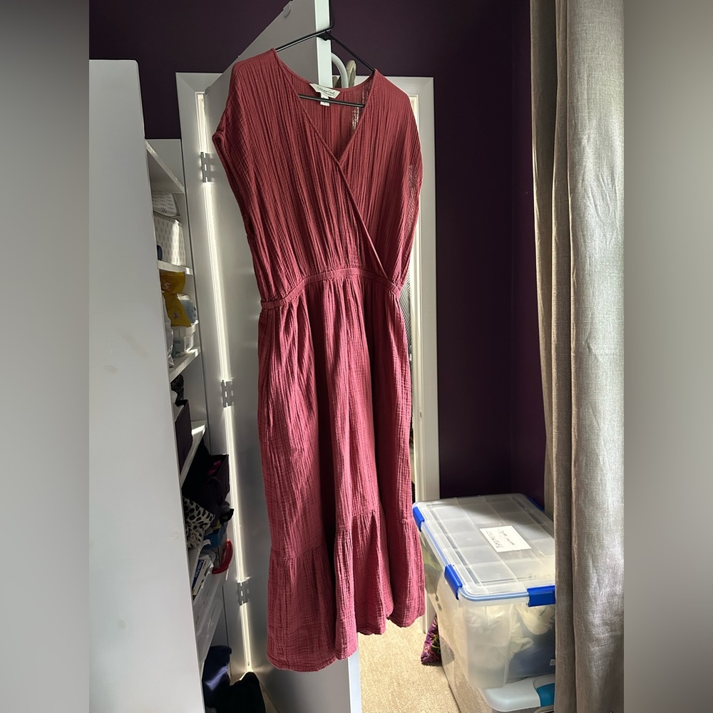 Coldwater Creek double gauze faux-wrap midi dress